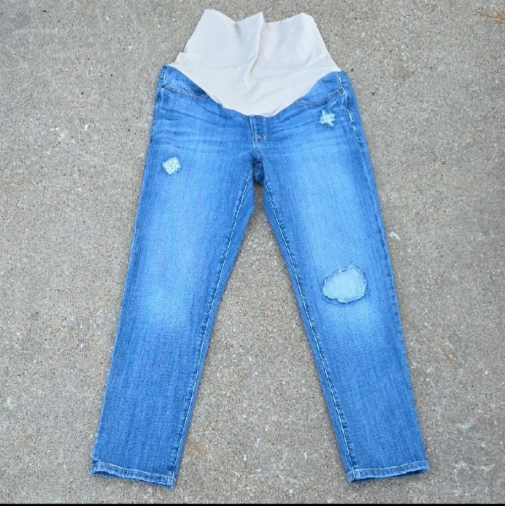 Loft Ann Taylor Distressed Skinny Maternity Denim Jeans Size 6